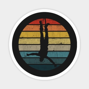 Bungee jumping Silhouette On A Distressed Retro Sunset graphic Magnet